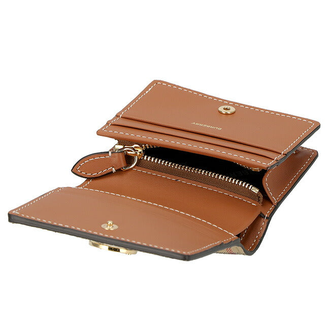 バ−バリ− 二つ折り財布 レディース ブランド BURBERRY チェック 8070417 ベージュ 8070417