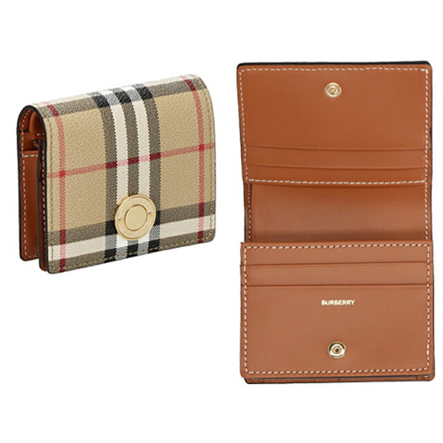 バ−バリ− 二つ折り財布 レディース ブランド BURBERRY チェック 8070417 ベージュ 8070417