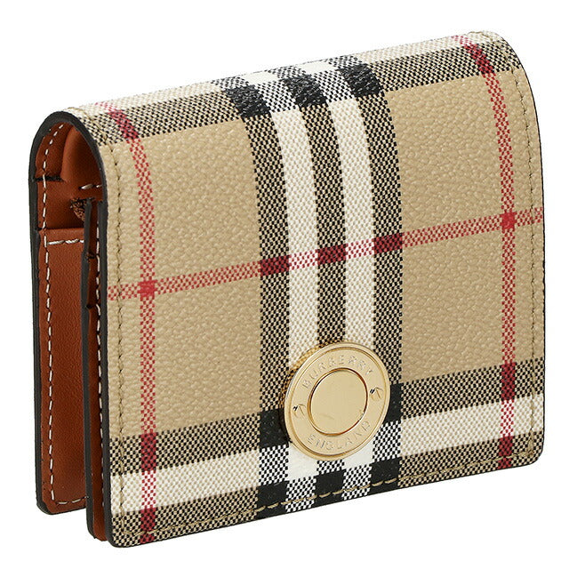バ−バリ− 二つ折り財布 レディース ブランド BURBERRY チェック 8070417 ベージュ 8070417