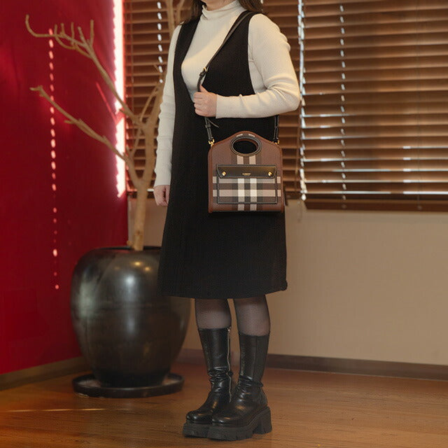バ−バリ− ハンドバッグ レディース ブランド BURBERRY チェック 8071386 ブラウン 8071386