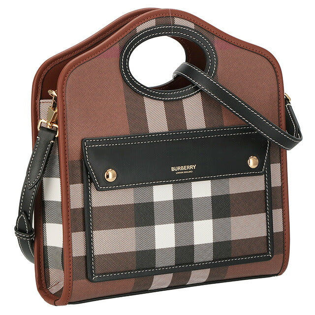バ−バリ− ハンドバッグ レディース ブランド BURBERRY チェック 8071386 ブラウン 8071386