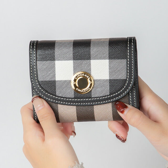 バ−バリ− 三つ折り財布 レディース ブランド BURBERRY チェック 8072669 ブラウン系 8072669