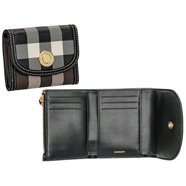 バ−バリ− 三つ折り財布 レディース ブランド BURBERRY チェック 8072669 ブラウン系 8072669