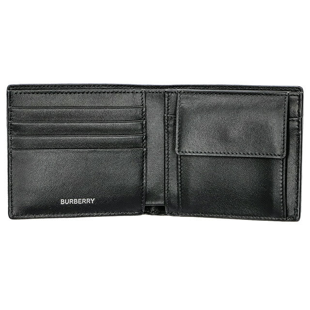 バ−バリ− 二つ折り財布 メンズ ブランド BURBERRY チェック 8073284 ブラック 8073284