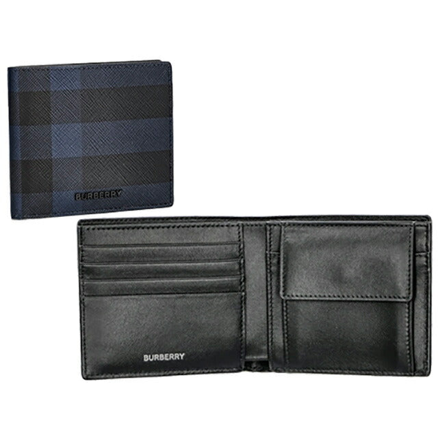 バ−バリ− 二つ折り財布 メンズ ブランド BURBERRY チェック 8073284 ブラック 8073284