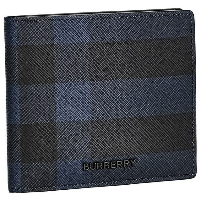 バ−バリ− 二つ折り財布 メンズ ブランド BURBERRY チェック 8073284 ブラック 8073284