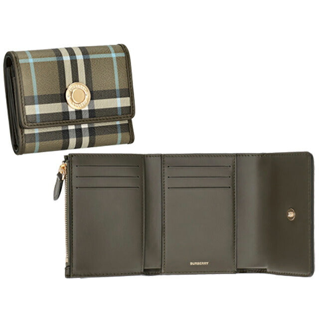 バ−バリ− 三つ折り財布 メンズ ブランド BURBERRY チェック 8073903 カーキグリーン 8073903