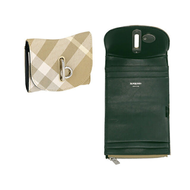 バ−バリ− 三つ折り財布 レディース ブランド BURBERRY チェック 8081783 ベージュ系 8081783