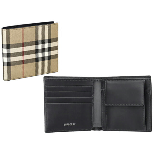 バ−バリ− 二つ折り財布 メンズ レディース ブランド BURBERRY チェック 8084169 ベージュ 8084169