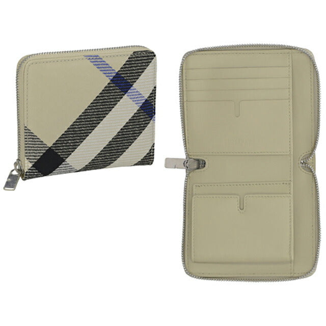 バ−バリ− 二つ折り財布 メンズ レディース ブランド BURBERRY チェック 8087322 ベージュ 8087322