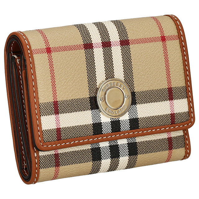 バ−バリ− 三つ折り財布 レディース ブランド BURBERRY チェック 8094423 ベージュ 8094423