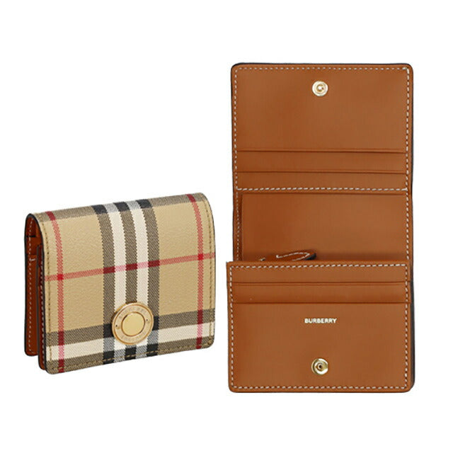 バ−バリ− 二つ折り財布 レディース ブランド BURBERRY チェック 8094425 ベージュ 8094425