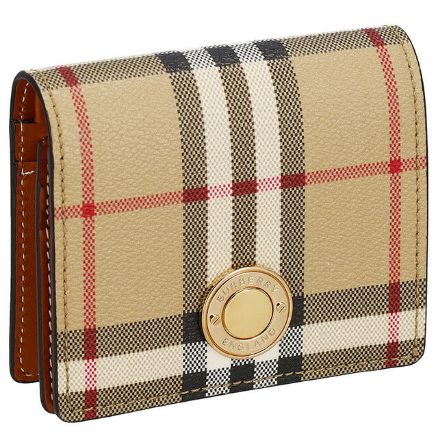 バ−バリ− 二つ折り財布 レディース ブランド BURBERRY チェック 8094425 ベージュ 8094425