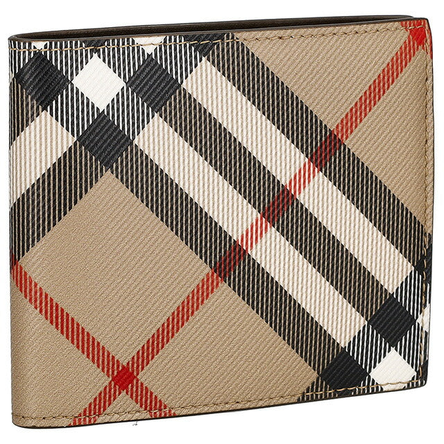 バ−バリ− 二つ折り財布 メンズ ブランド BURBERRY チェック 8095046 ベージュ 8095046