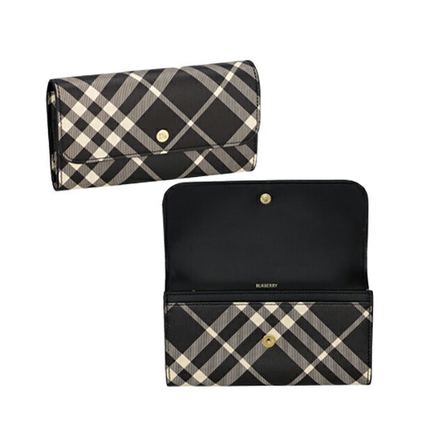 バ−バリ− 長財布 レディース ブランド BURBERRY チェック 8095269 ブラック 8095269