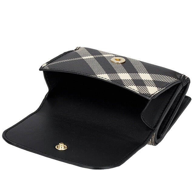 バ−バリ− 三つ折り財布 レディース ブランド BURBERRY チェック 8095292 ブラック/ベージュ 8095292