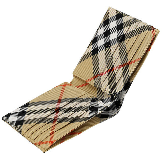 バ−バリ− 二つ折り財布 メンズ ブランド BURBERRY チェック 8097588 ベージュ 8097588
