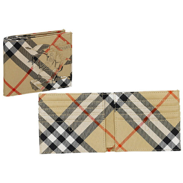 バ−バリ− 二つ折り財布 メンズ ブランド BURBERRY チェック 8097588 ベージュ 8097588