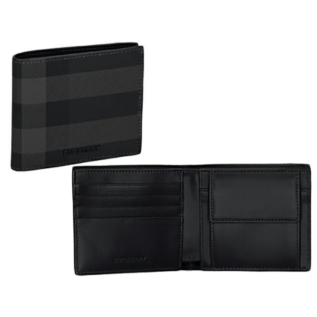 バ−バリ− 二つ折り財布 メンズ ブランド BURBERRY チェック 8100529 チャコール 8100529