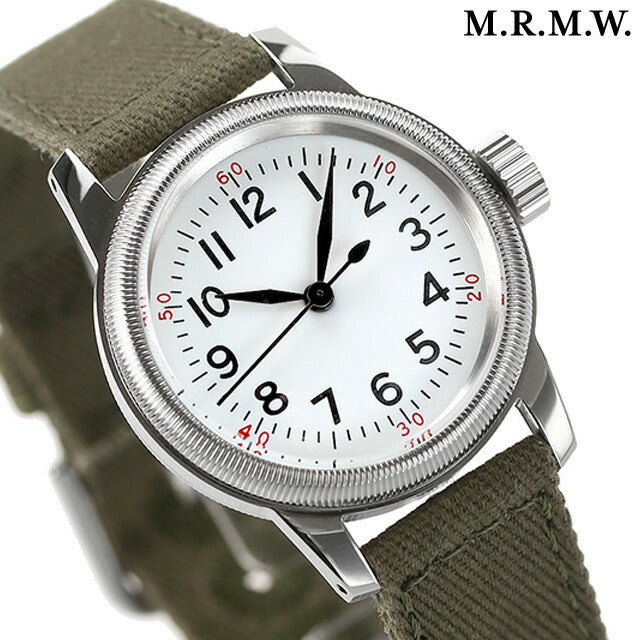 モントルロロイ ミリタリーウォッチ クオーツ 腕時計 ブランド メンズ M.R.M.W. A-11-WH-FAB-GR アナログ ホワイト カーキ 白 A-11-WH-FAB-GR