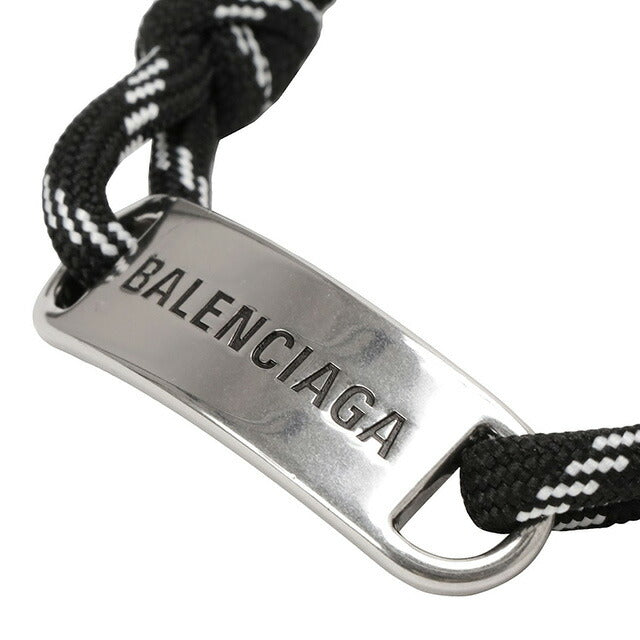 バレンシアガ BALENCIAGA 656418 TVX4S 1766 ロゴプレート シューレース ブレスレット アンティークシルバー/ブラック/ホワイト レディース メンズ ユニセックス ABBC00008L