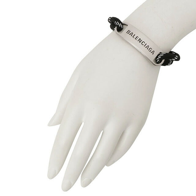 バレンシアガ BALENCIAGA 656418 TVX4S 1766 ロゴプレート シューレース ブレスレット アンティークシルバー/ブラック/ホワイト レディース メンズ ユニセックス ABBC00008L
