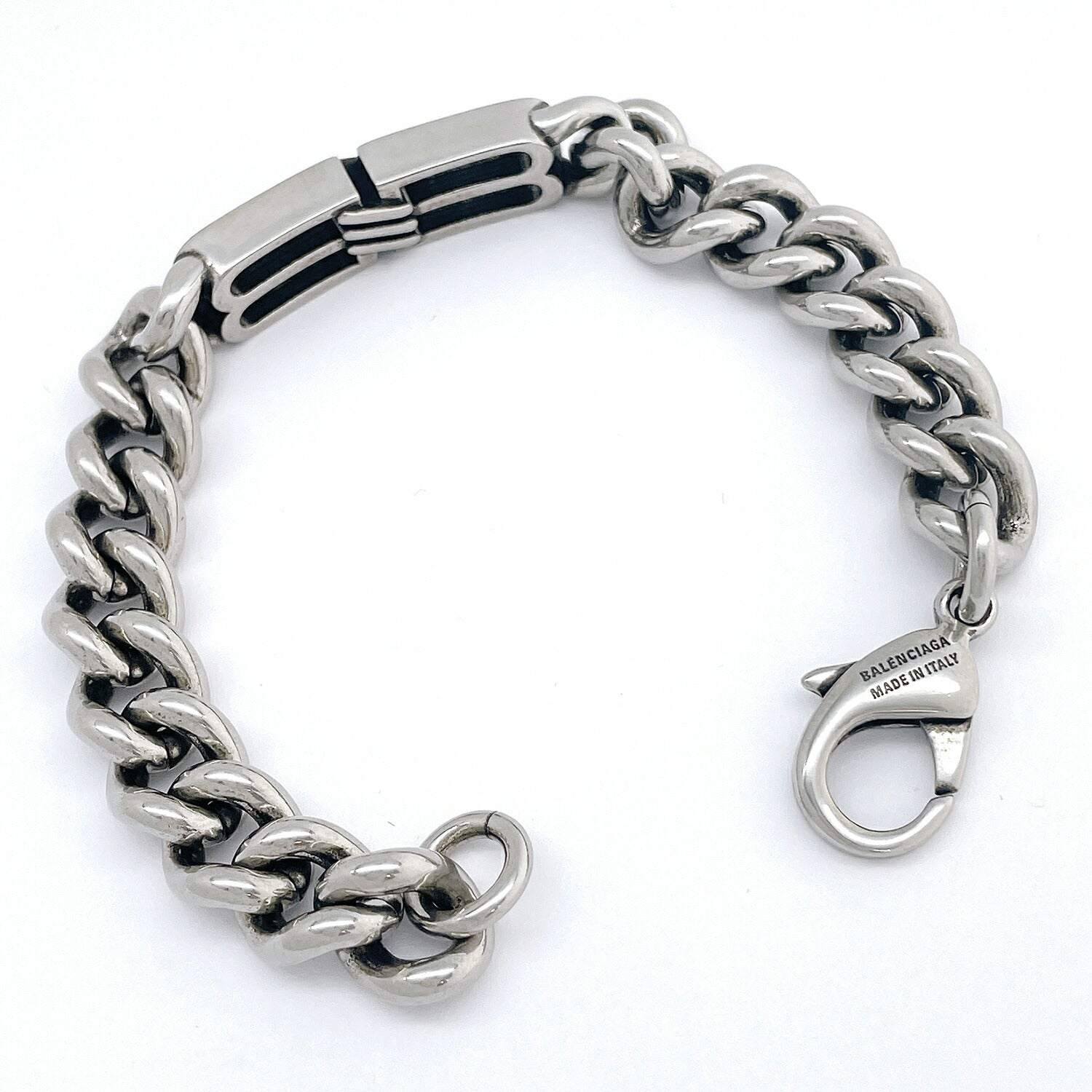 バレンシアガ BALENCIAGA 718493 TZ99I 0911 M BBアイコン リンクチェーン ブレスレット Mサイズ アンティークシルバー レディース メンズ ユニセックス アクセ ABBC00013M