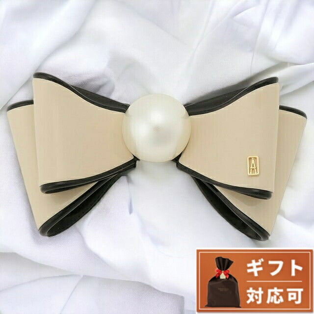 アレクサンドル ドゥ パリ ALEXANDRE DE PARIS AA6-17501-02 X リボン パール バレッタ ベージュ 髪留め レディース ヘアアクセサリー AHAL00001L
