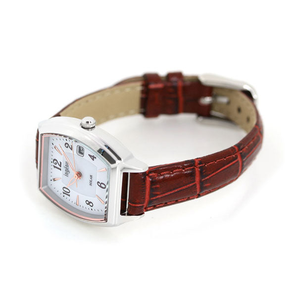 セイコー レディース 腕時計 トノー ソーラー AHJD413 SEIKO ALBA アルバ アンジェーヌ ホワイト×レッド 革ベルト AHJD413