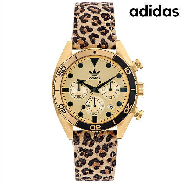アディダス EDITION TWO CHRONO ICON クオーツ 腕時計 ブランド メンズ クロノグラフ adidas AOFH22511 ゴールド ベージュ ヒョウ柄 AOFH22511
