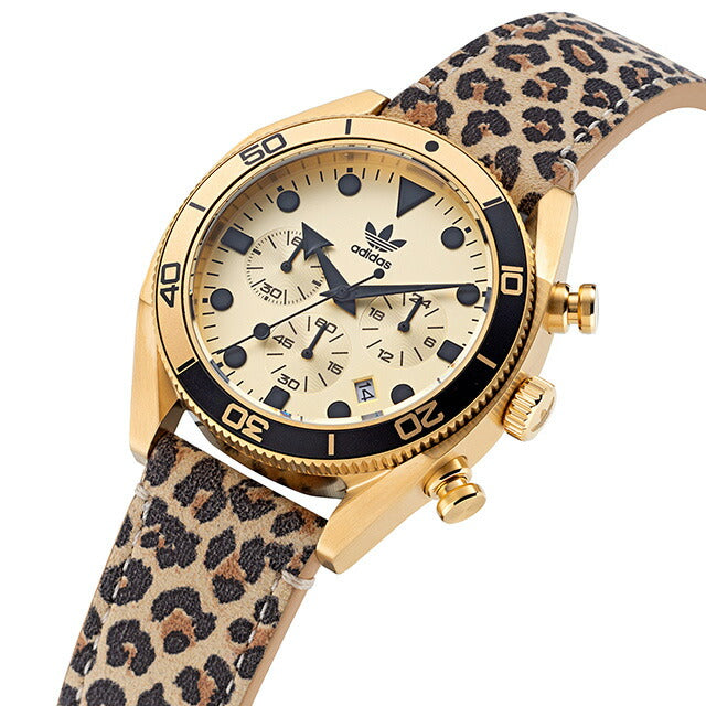 アディダス EDITION TWO CHRONO ICON クオーツ 腕時計 ブランド メンズ クロノグラフ adidas AOFH22511 ゴールド ベージュ ヒョウ柄 AOFH22511
