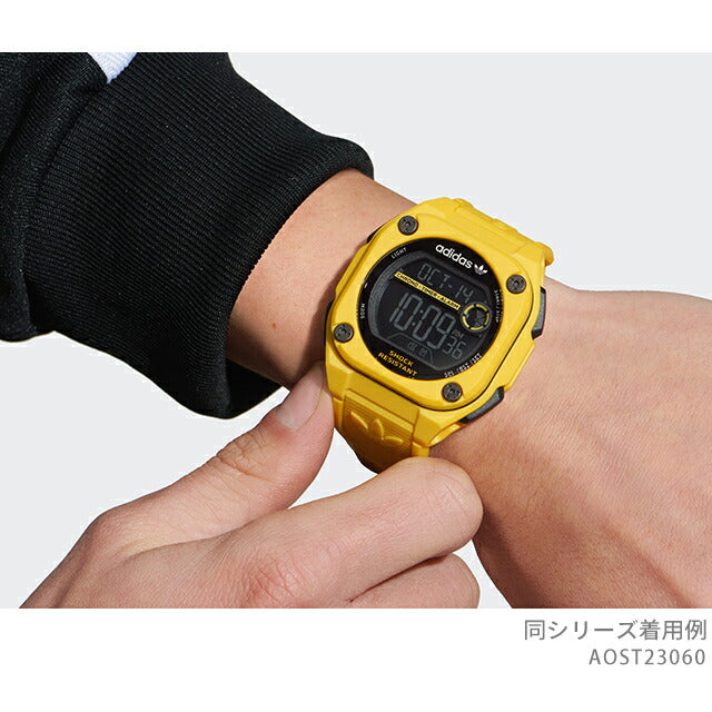 アディダス City Tech Two クォーツ 電池式 腕時計 ブランド メンズ レディース adidas AOST23060 デジタル ブラック イエロー AOST23060