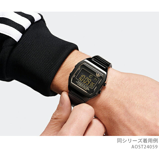 アディダス DIGITAL TWO クォーツ 電池式 腕時計 ブランド メンズ レディース adidas AOST24059 デジタル オールブラック 黒 AOST24059