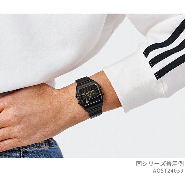 アディダス DIGITAL TWO クォーツ 電池式 腕時計 ブランド メンズ レディース adidas AOST24059 デジタル オールブラック 黒 AOST24059