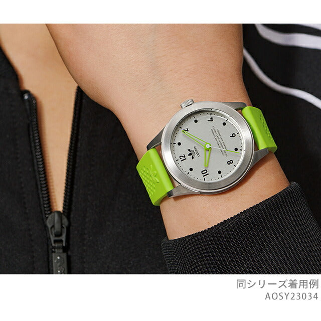アディダス Code Three クォーツ 電池式 腕時計 ブランド メンズ レディース adidas AOSY23034 アナログ シルバー グリーン AOSY23034