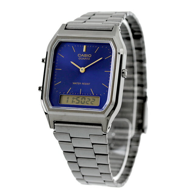 カシオ CASIO クォーツ 電池式 AQ-230GG-2A ビンテージ 海外モデル ユニセックス メンズ レディース 腕時計 ブランド カシオ casio アナデジ ブルー ガンメタル AQ-230GG-2ADF