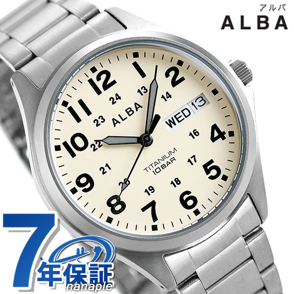 セイコー アルバ メンズ 腕時計 ブランド カレンダー チタン AQPJ401 SEIKO クオーツ クリーム AQPJ401
