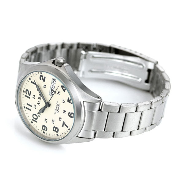 セイコー アルバ メンズ 腕時計 ブランド カレンダー チタン AQPJ401 SEIKO クオーツ クリーム AQPJ401