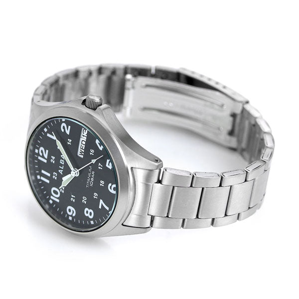 セイコー アルバ メンズ 腕時計 ブランド カレンダー チタン AQPJ402 SEIKO クオーツ ブラック AQPJ402
