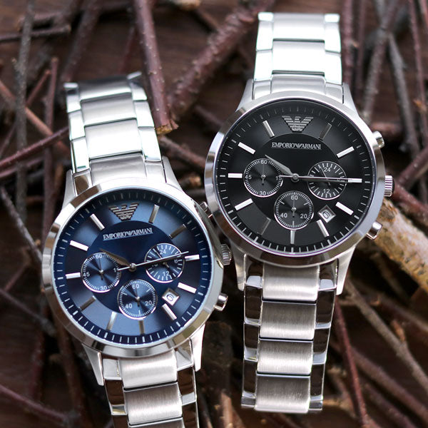 エンポリオアルマーニ 時計 メンズ クロノグラフ アルマーニ 腕時計 ブランド レナト 43mm AR2448 ブルー AR2448