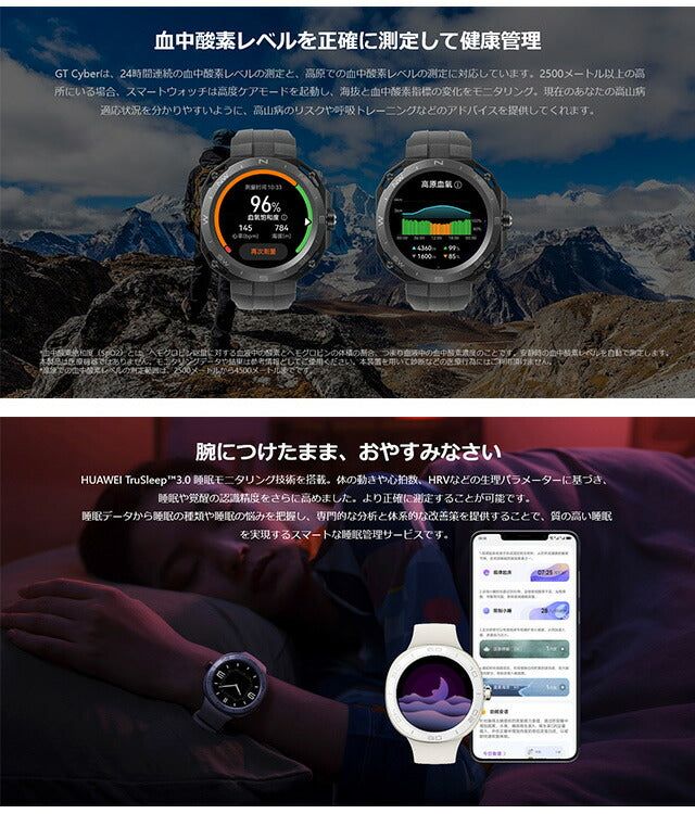ファーウェイ WATCH GT Cyber Midnight Black 充電式クオーツ スマートウォッチ メンズ レディース Bluetooth HUAWEI ARNOLD-B19-BK ブラック 黒 ARNOLD-B19-BK