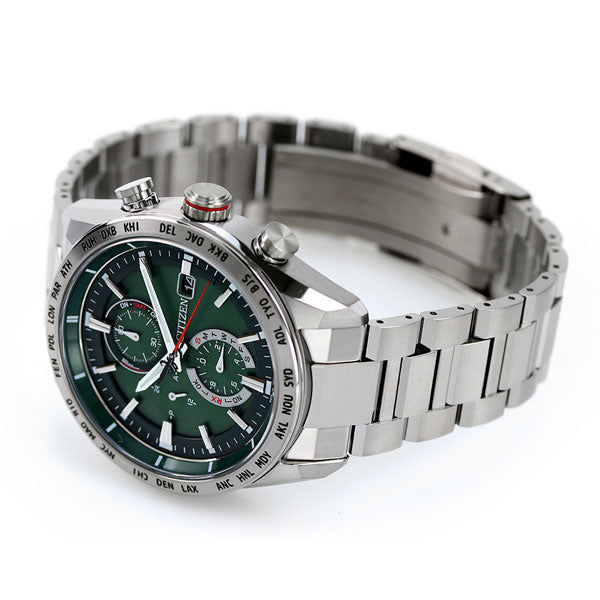 シチズン アテッサ アクトライン エコドライブ ソーラー電波 チタン メンズ 腕時計 ブランド AT8181-63W CITIZEN ACT Line グリーン AT8181-63W