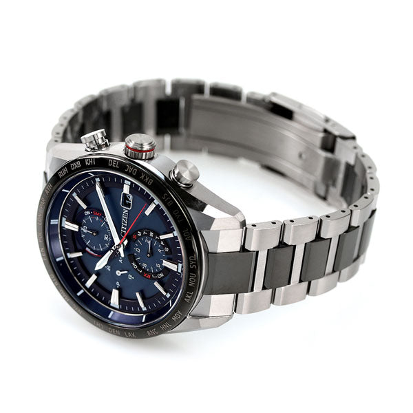 シチズン アテッサ アクトライン エコドライブ ソーラー電波 チタン メンズ 腕時計 ブランド AT8186-51L CITIZEN ACT Line ブルー ブラック AT8186-51L