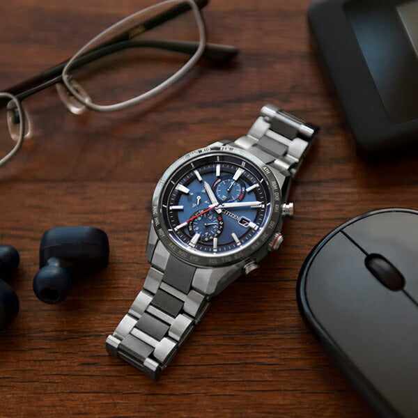 シチズン アテッサ アクトライン エコドライブ ソーラー電波 チタン メンズ 腕時計 ブランド AT8186-51L CITIZEN ACT Line ブルー ブラック AT8186-51L