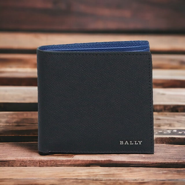 バリー 財布 二つ折り財布 メンズ 革 レザーウォレット 小銭入れ BALLY ブリベル 6302769 ブラック ブルー 記念品 プレゼント ギフト BA-6302769