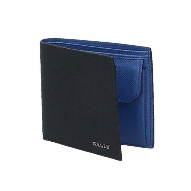 バリー 財布 二つ折り財布 メンズ 革 レザーウォレット 小銭入れ BALLY ブリベル 6302769 ブラック ブルー 記念品 プレゼント ギフト BA-6302769
