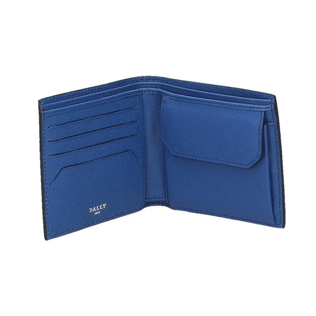 バリー 財布 二つ折り財布 メンズ 革 レザーウォレット 小銭入れ BALLY ブリベル 6302769 ブラック ブルー 記念品 プレゼント ギフト BA-6302769