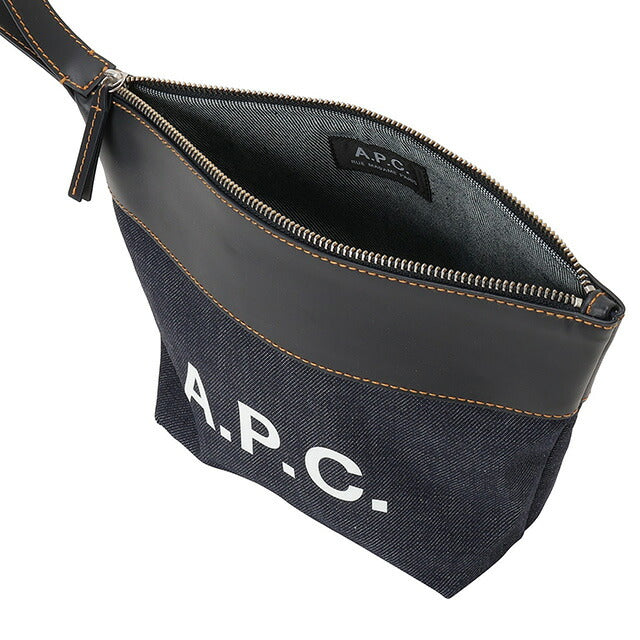 アーペーセー A.P.C. CODDP M63526 IAK DARK NAVY APC アクセル デニム×レザー ハンドポーチ クラッチバッグ 小物入れ ダークネイビー BBAP00098L