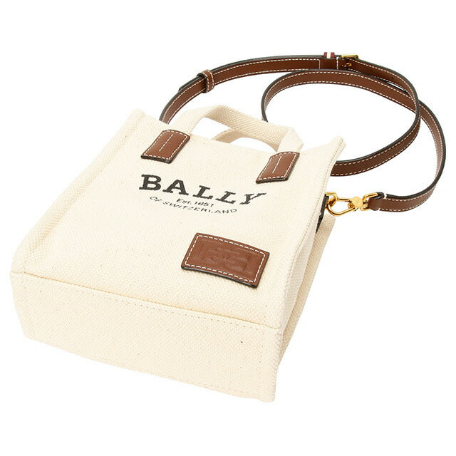 バリー BALLY WAM061 CV011 I35O クリスタリア ロゴプリント ファブリック ミニ トートバッグ 2WAY ショルダーバッグ ナチュラル ブラウン BBBL00233L