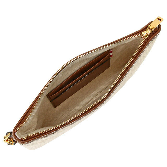 バリー BALLY WLO00J CV014 I35O ロゴプリント ハンドポーチ クラッチバッグ ナチュラル/ブラウン レディース メンズ ユニセックス BBBL00234L